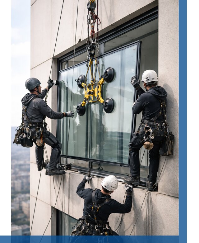 Монтаж стеклопакетов на высоте в Чебаркуле от 3436 р. | ВЫСОТНИК-Чбр