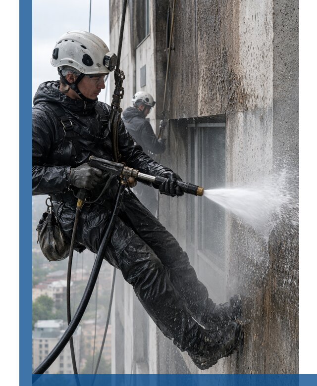 Гидроструйная очистка фасадов и конструкций в Чебаркуле