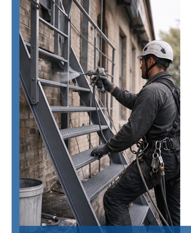 Покраска и антикоррозионная защита пожарных лестниц в Чебаркуле