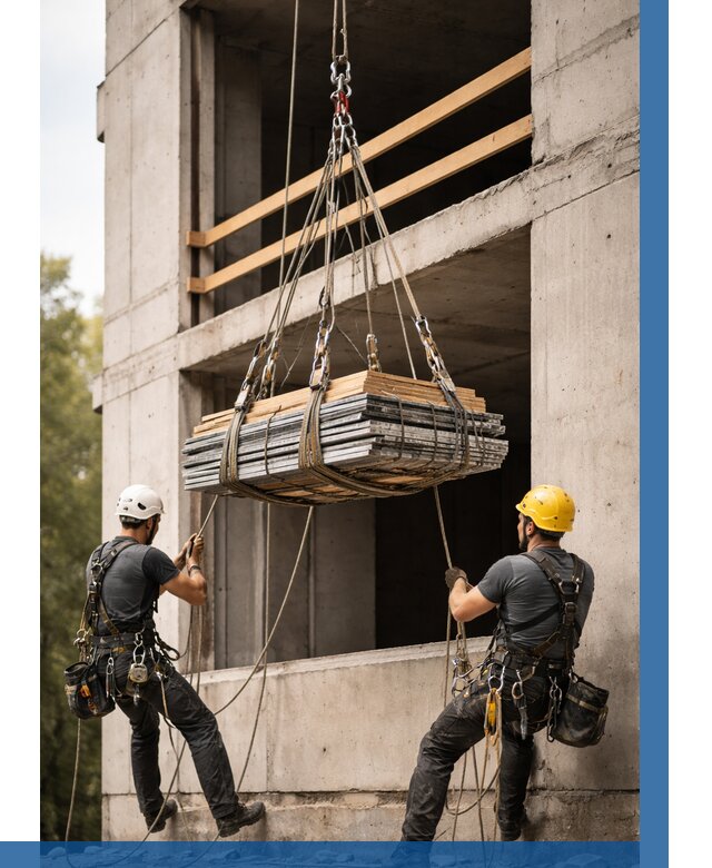 Подъем материала на этаж веревками в Чебаркуле от 1611 р. | ВЫСОТНИК-Чбр