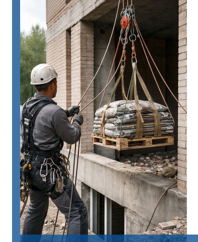 Подъем материалов на этаж веревками в Чебаркуле оперативно