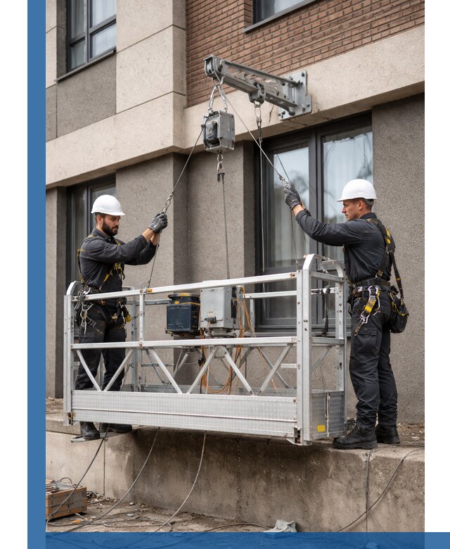 Монтаж и подъем фасадной люльки в Чебаркуле с гарантией безопасности