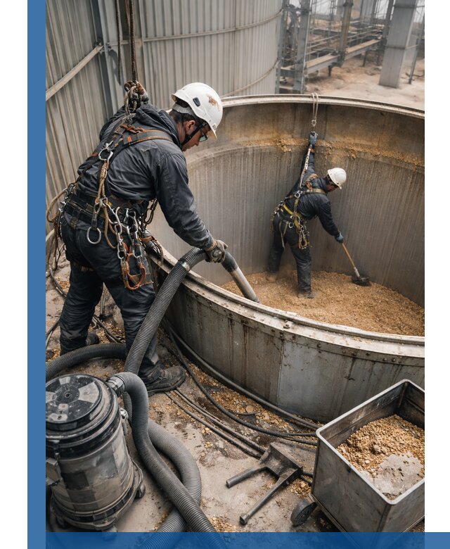 Профессиональная чистка зерновых бункеров в Чебаркуле с выездом