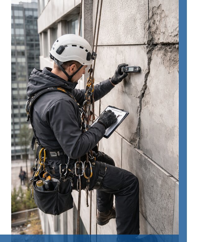 Обследование фасада альпинистами в Чебаркуле от 129 р. | ВЫСОТНИК-Чбр