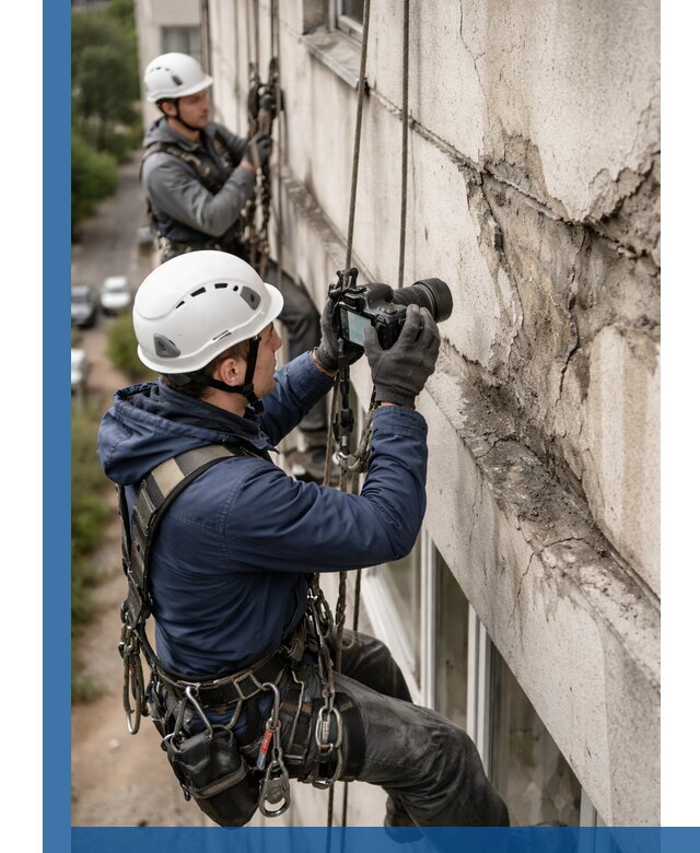 Фотофиксация дефектов фасада с высотной съемкой в Чебаркуле