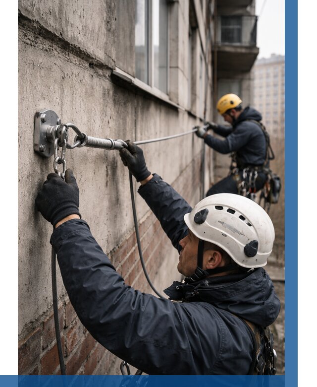 Монтаж анкерных линий в Чебаркуле от 3221 р. | ВЫСОТНИК-Чбр