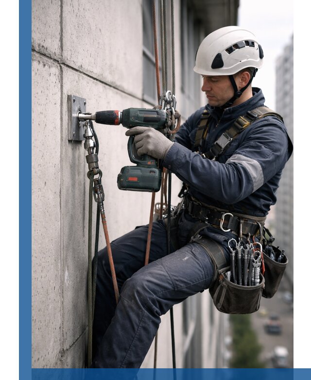 Установка анкерных точек для высотных работ в Чебаркуле